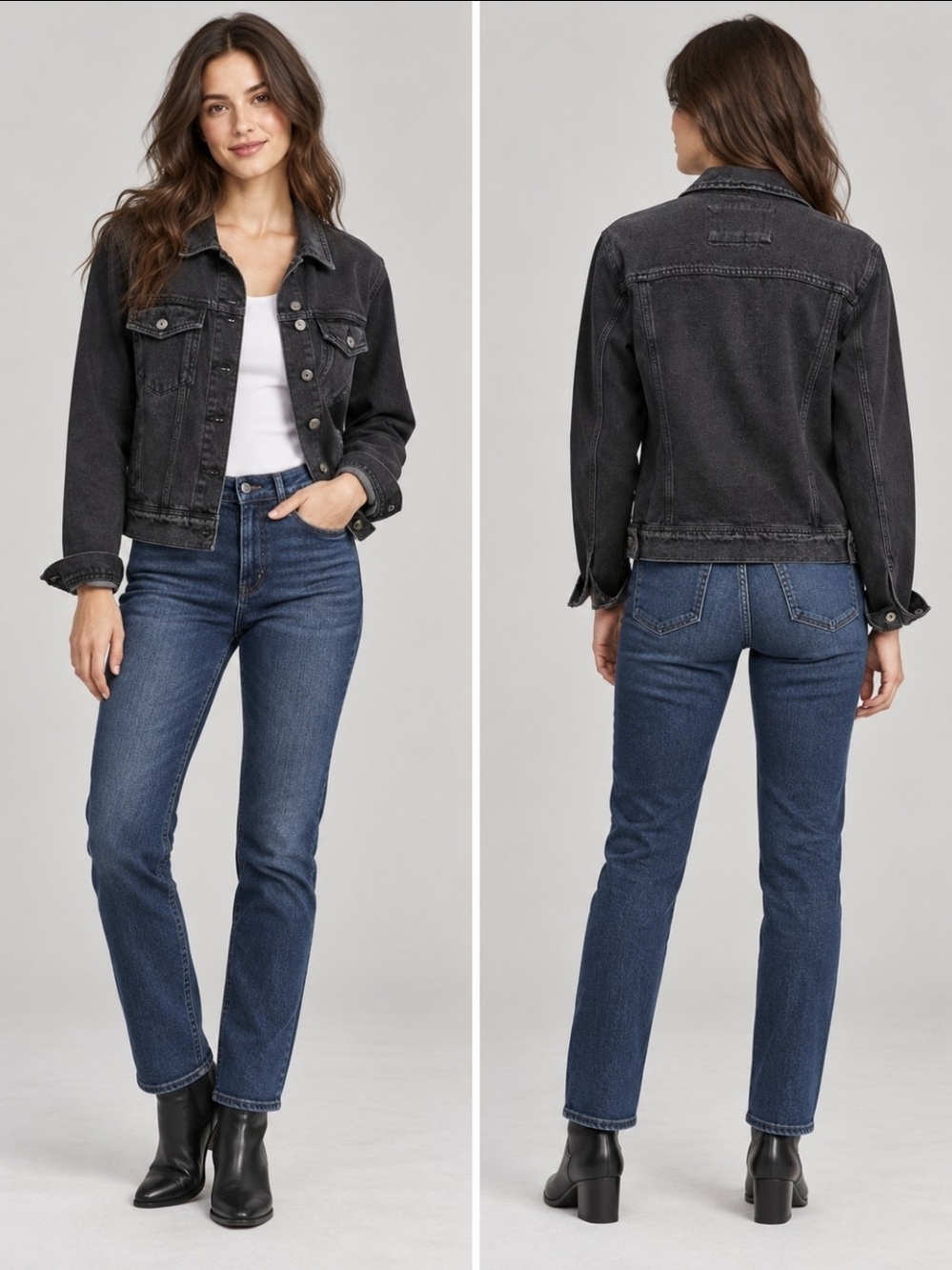 NWT Ashley Vintage Charm Black Denim Jean Jacket • Large
